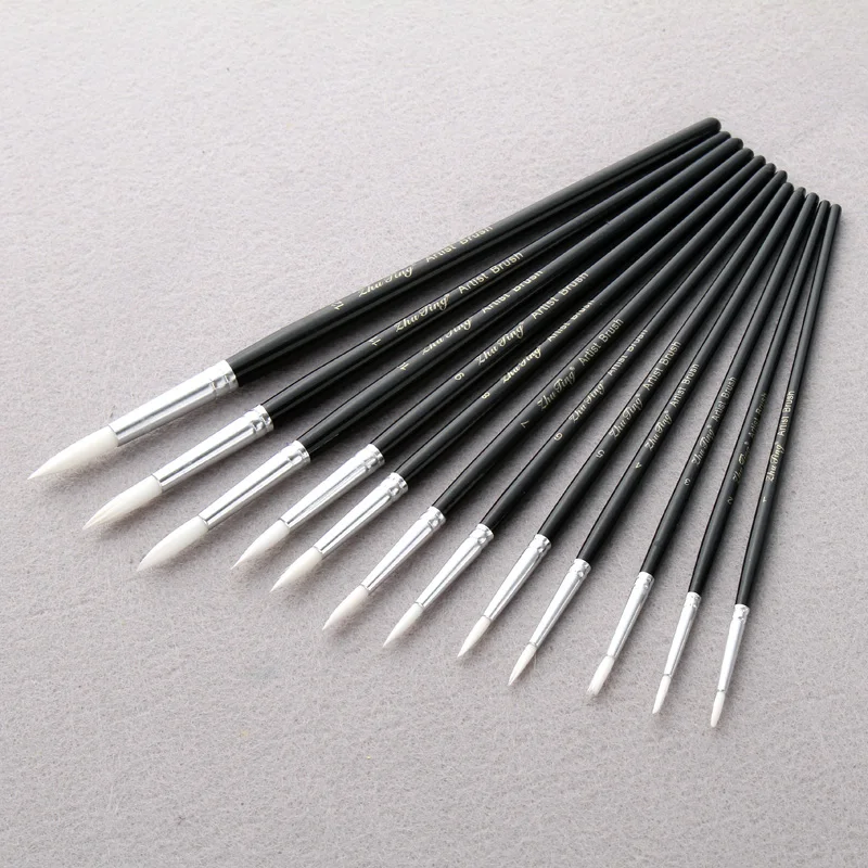 Paint Brush Different Size Black penholder White Nylon Hair Oil Painting Brushes Watercolor Acrylic Drawing Art 12Pcs/Lot
Paint Brush Different Size Black penholder White Nylon Hair Oil Painting Brushes Watercolor Acrylic Drawing Art 12Pcs/Lot