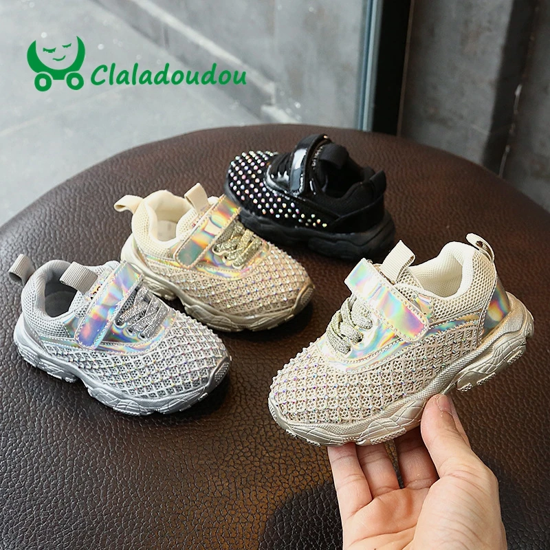 Claladoudou 13.5-15.5cm brand children sneakers with full rhinestone bling girls boys sports shoes gold silver mesh running shoe
Claladoudou 13.5-15.5cm brand children sneakers with full rhinestone bling girls boys sports shoes gold silver mesh running shoe