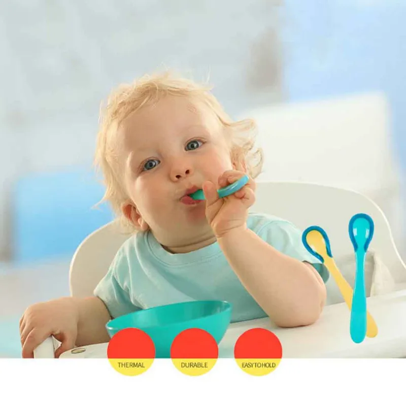 2pcs Baby Silicon Sensing Baby Safety Feeding Spoons Kids Flatware Children Temperature Spoon
2pcs Baby Silicon Sensing Baby Safety Feeding Spoons Kids Flatware Children Temperature Spoon