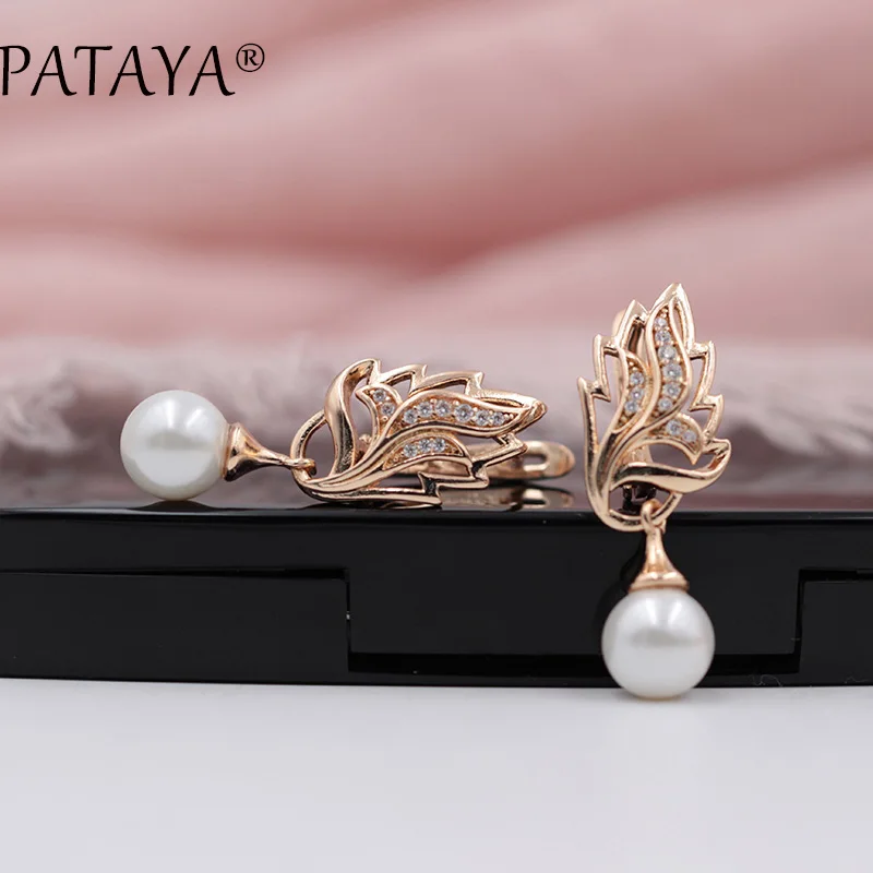 PATAYA New Women Exclusive Flame Type 585 Rose Gold Shell Pearl Dangle Earrings White Natural Zircon Long Earring RU Hot Jewelry
PATAYA New Women Exclusive Flame Type 585 Rose Gold Shell Pearl Dangle Earrings White Natural Zircon Long Earring RU Hot Jewelry