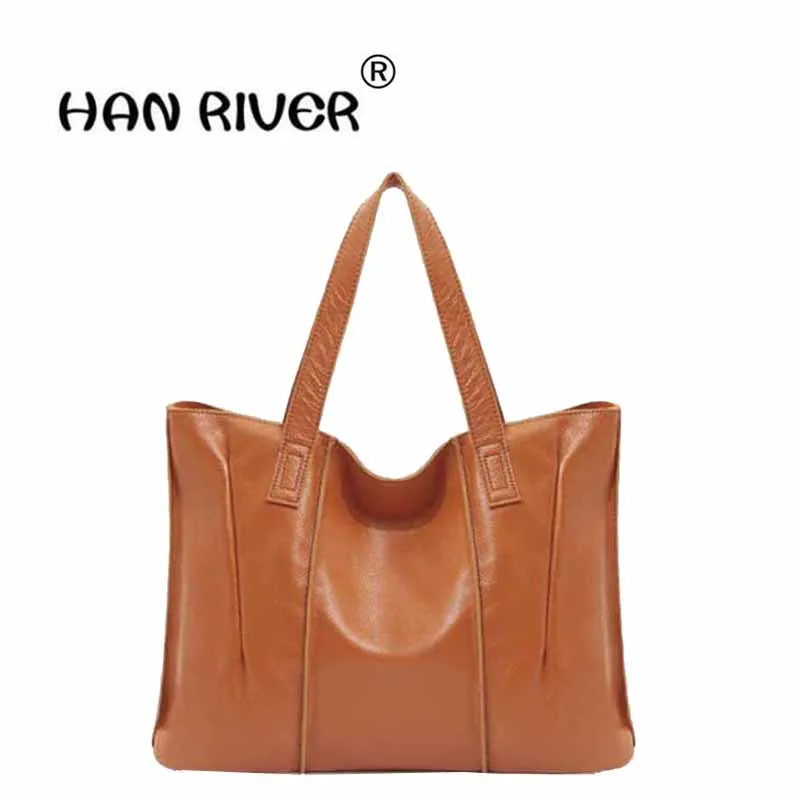 

HANRIVER 2018 Spring and summer new ladies fashionable and simple leather top layer leather hand bill of lading shoulder bag