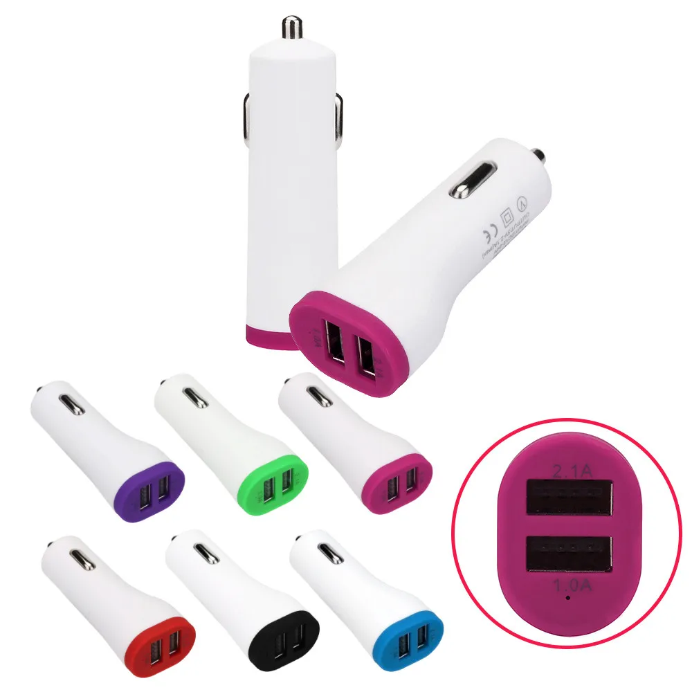 Разные цвета 2 USB-порта автомобильное зарядное устройство разветвитель двойной