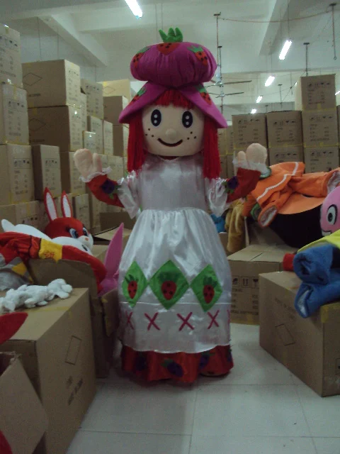 Sweet Pink Strawberry Girl Mascot Costume Mascotte Lassock With Pink Bushy Hairs White Shirt Pink Skirt Adult
Sweet Pink Strawberry Girl Mascot Costume Mascotte Lassock With Pink Bushy Hairs White Shirt Pink Skirt Adult
