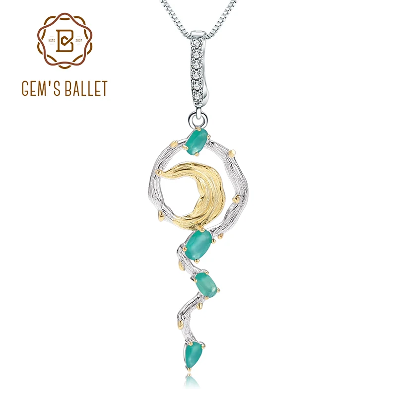 GEM'S BALLET Real 925 Sterling Silver Natural Green Agate Gemstone Handmade Vintage Moon Pendant Necklace for Women Fine Jewelry
GEM'S BALLET Real 925 Sterling Silver Natural Green Agate Gemstone Handmade Vintage Moon Pendant Necklace for Women Fine Jewelry