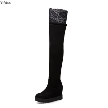 Olomm New Women Winter Over The Knee Boots Wedges High Heels Shoes Charm Round Toe Black Party Shoes Women Plus US Size 4-10.5
Olomm New Women Winter Over The Knee Boots Wedges High Heels Shoes Charm Round Toe Black Party Shoes Women Plus US Size 4-10.5