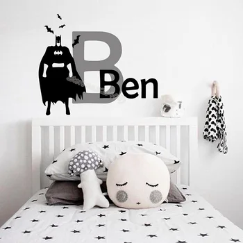 Custom Name Batman Hero Wall Decal Small bat decoration Home Art Stickers Nursery boy Kids room Removable Waterproof mural EB617
Custom Name Batman Hero Wall Decal Small bat decoration Home Art Stickers Nursery boy Kids room Removable Waterproof mural EB617