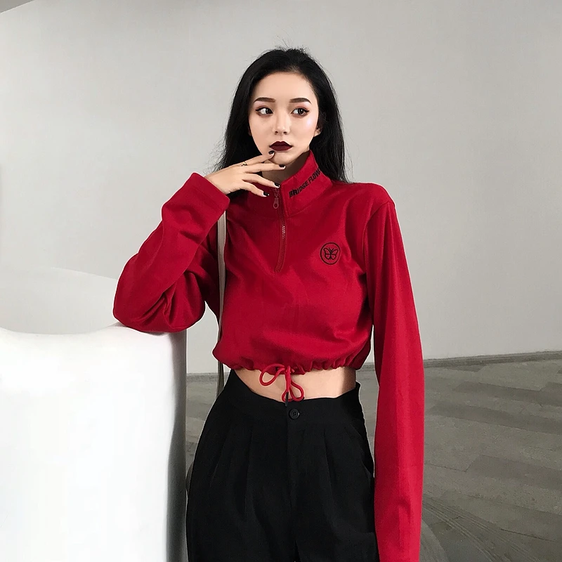 streetwear New Korean Women's Clothing Harajuku Lace Up Oversized Zipper letter Embroidery Turtleneck crop top Hoodie Sweatshirt
streetwear New Korean Women's Clothing Harajuku Lace Up Oversized Zipper letter Embroidery Turtleneck crop top Hoodie Sweatshirt