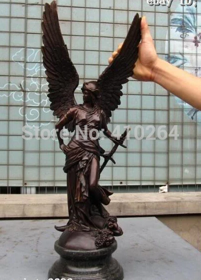 27 INCH Greece myth Art Bronze & Base Marble wing warrior God sculpture Statue Statue
27 INCH Greece myth Art Bronze & Base Marble wing warrior God sculpture Statue Statue
