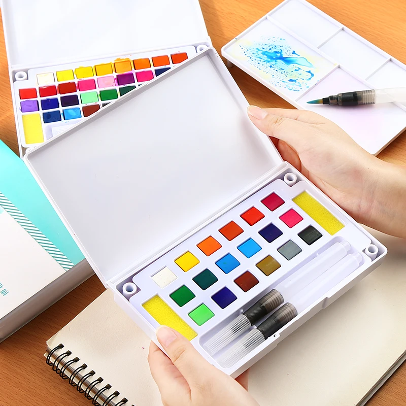 12/18/24/36 Colors Portable Travel Solid Pigment Watercolor Paints Set With Water Color Brush Pen For Painting Art Supplies Gift
12/18/24/36 Colors Portable Travel Solid Pigment Watercolor Paints Set With Water Color Brush Pen For Painting Art Supplies Gift