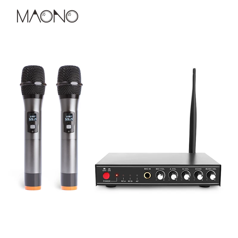 Maono Wireless Microphone System Professional l UHF Metal Vocal Microphone Kits Dual Channel Handheld Microphones Karaoke Mixer
Maono Wireless Microphone System Professional l UHF Metal Vocal Microphone Kits Dual Channel Handheld Microphones Karaoke Mixer
