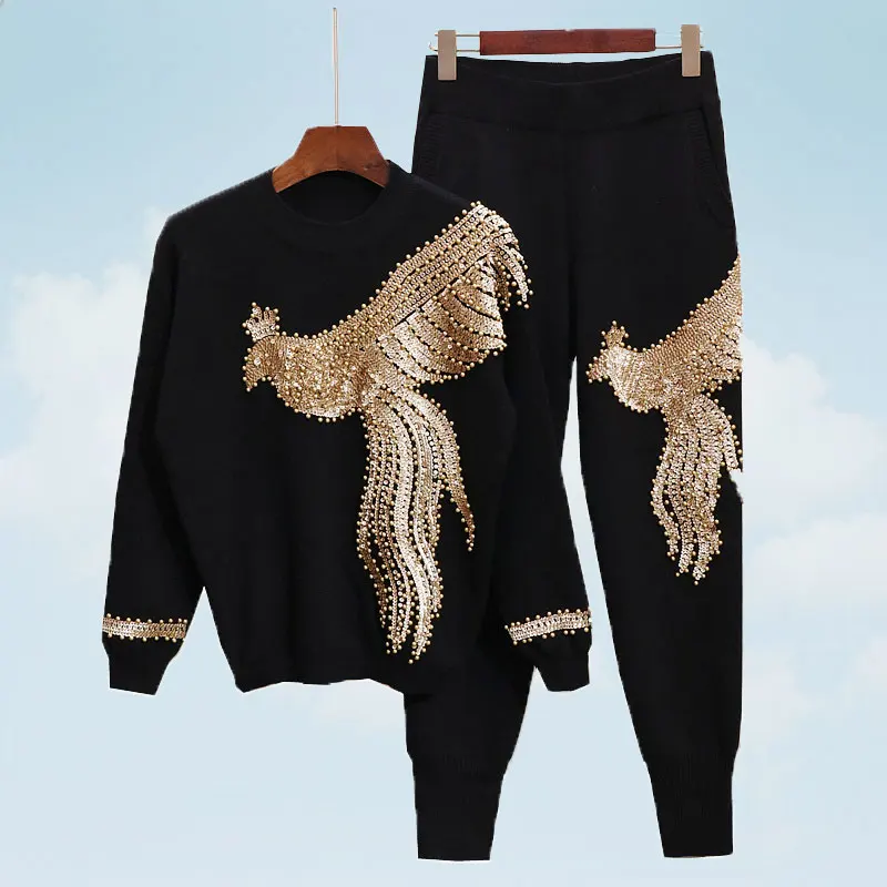 Autumn Sequin Beading 2 piece Set Women 2019 New Phoenix Long Sleeve Loose Sweater Casual Trousers Plus Size Set Femme SS357
Autumn Sequin Beading 2 piece Set Women 2019 New Phoenix Long Sleeve Loose Sweater Casual Trousers Plus Size Set Femme SS357