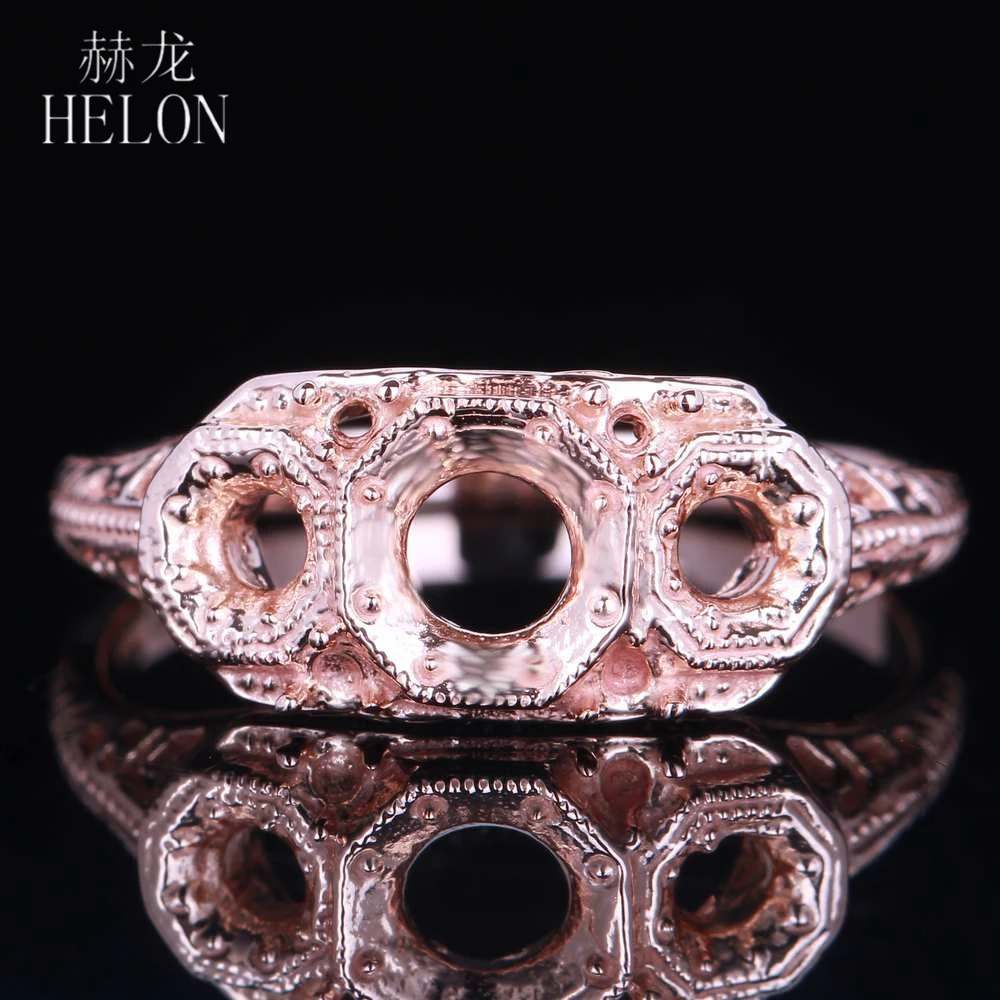 HELON Solid 10Kt Rose Gold 4.5mm & 2.5mm Round Cut Semi Mount Vintage Antique Filigree Engagement Wedding Jewelry Ring wholesale
HELON Solid 10Kt Rose Gold 4.5mm & 2.5mm Round Cut Semi Mount Vintage Antique Filigree Engagement Wedding Jewelry Ring wholesale