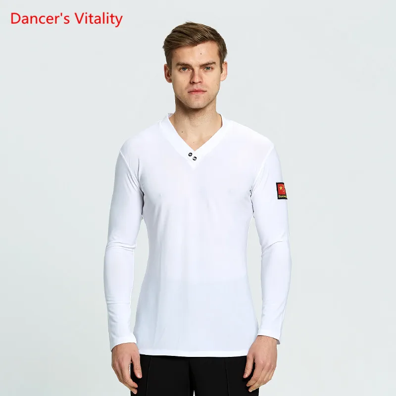 White V-neck Long/short sleeve tops Men's Ballroom Dance Shirt Adult Men's Waltz Cha Cha Latin Dance Stage Performance Clothes
White V-neck Long/short sleeve tops Men's Ballroom Dance Shirt Adult Men's Waltz Cha Cha Latin Dance Stage Performance Clothes