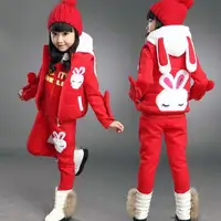 Anlencool 2018 Girls sweater three-piece Korean version of new childrens clothing children's winter suit Dongkuan small rabbit image
