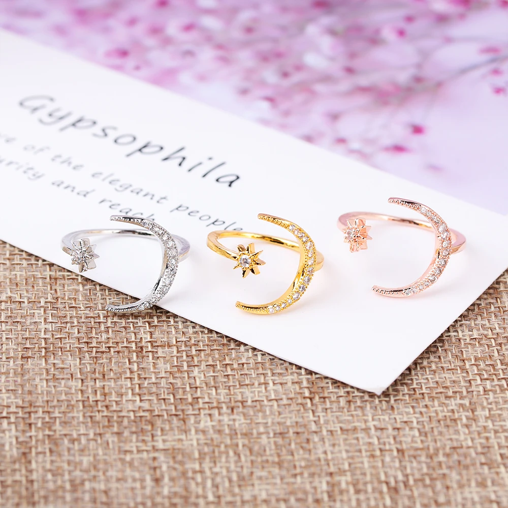 2019 New Fashion Ring Moon & Star Dazzling Open Finger Ring For Women Girls Jewelry Pure Wedding Engagement Ring Jewelry Gifts
2019 New Fashion Ring Moon & Star Dazzling Open Finger Ring For Women Girls Jewelry Pure Wedding Engagement Ring Jewelry Gifts
