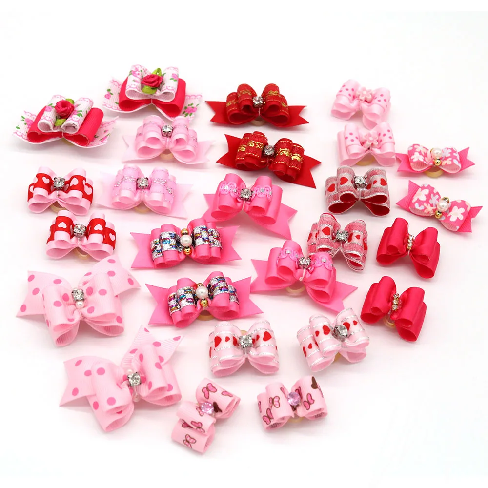 Valentine's dogs hair bows 100pcs Pink Gril Bows with Rhinestone Rubber Bands Pet Dog Hair Bows Pet Dog Grooming Accessories
Valentine's dogs hair bows 100pcs Pink Gril Bows with Rhinestone Rubber Bands Pet Dog Hair Bows Pet Dog Grooming Accessories