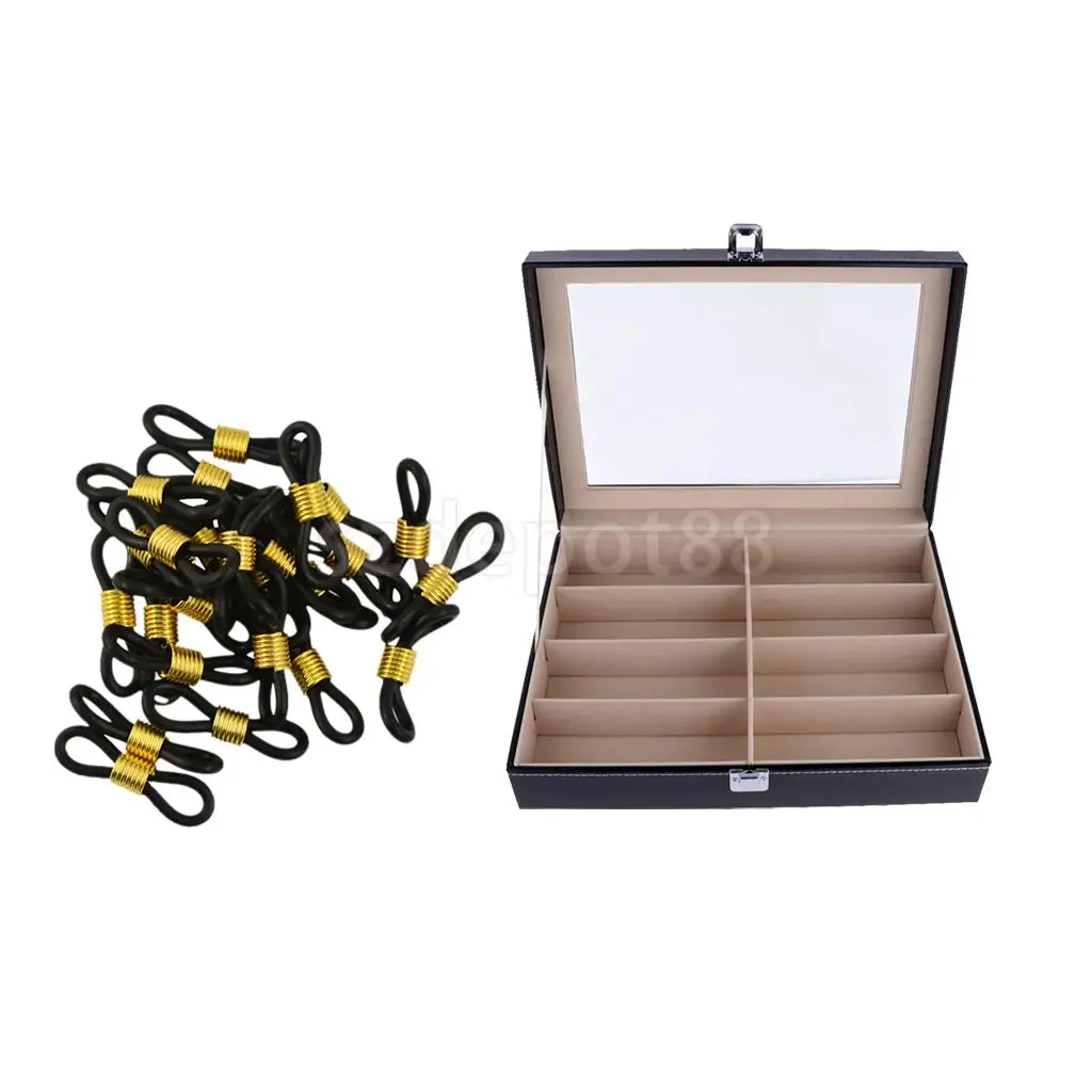 Luxury 34 x 25 x 8.5cm 8 Slot Eyeglasses Display Case Box with 25 Pieces Spectacle Chain Strap Loop Ends Connector
Luxury 34 x 25 x 8.5cm 8 Slot Eyeglasses Display Case Box with 25 Pieces Spectacle Chain Strap Loop Ends Connector