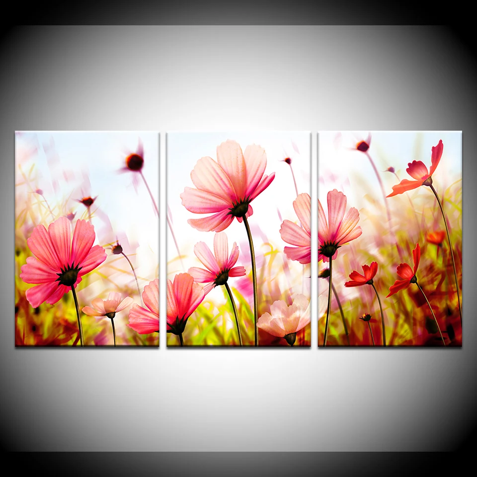 Фото 3 панели для рисования на холсте настенная живопись с цветами настенное