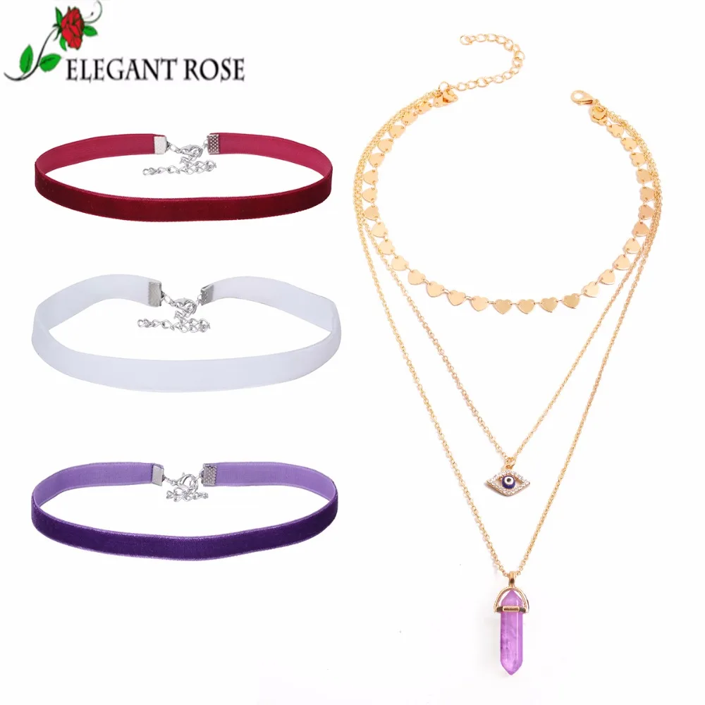 ElegantRose 2017 Statement 4PCs/Set Natural Stone Velvet Metal Collar Choker Necklace Set For Wonder Women Wedding Accessories
ElegantRose 2017 Statement 4PCs/Set Natural Stone Velvet Metal Collar Choker Necklace Set For Wonder Women Wedding Accessories