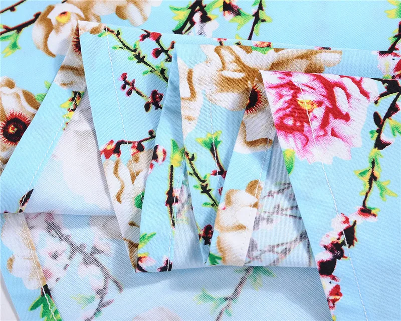 Kostlish Floral Print Summer Sundress 2017 Short Sleeve Belt Tunic Vintage Dress Women Elegant Swing Rockabilly Party Dresses (42)