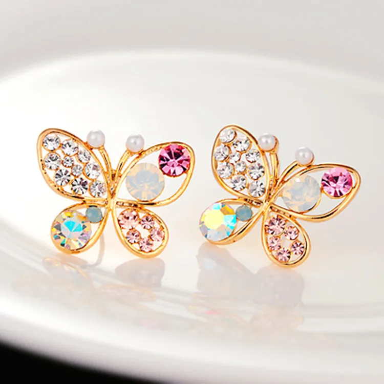 2016 Earings Fashion Jewelry Luxury Hollow Shiny Colorful Cystal Simulated Pearl Butterfly Stud Earrings Boucle D'oreille Femme
2016 Earings Fashion Jewelry Luxury Hollow Shiny Colorful Cystal Simulated Pearl Butterfly Stud Earrings Boucle D'oreille Femme