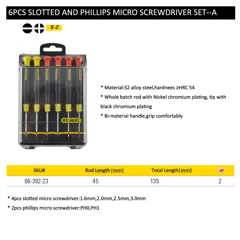 66-392-23 slotted and phillips micro screwdriver set size--A