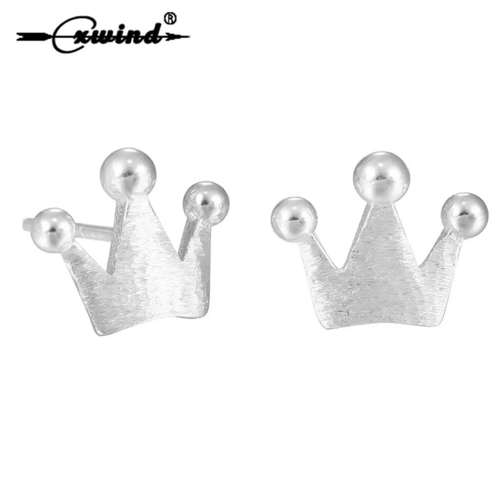 Cxwind Fashion Crown Stud Earrings For Women Girl Lovely Ear Piercing Jewelry Classic Princess Design brincos | Украшения и