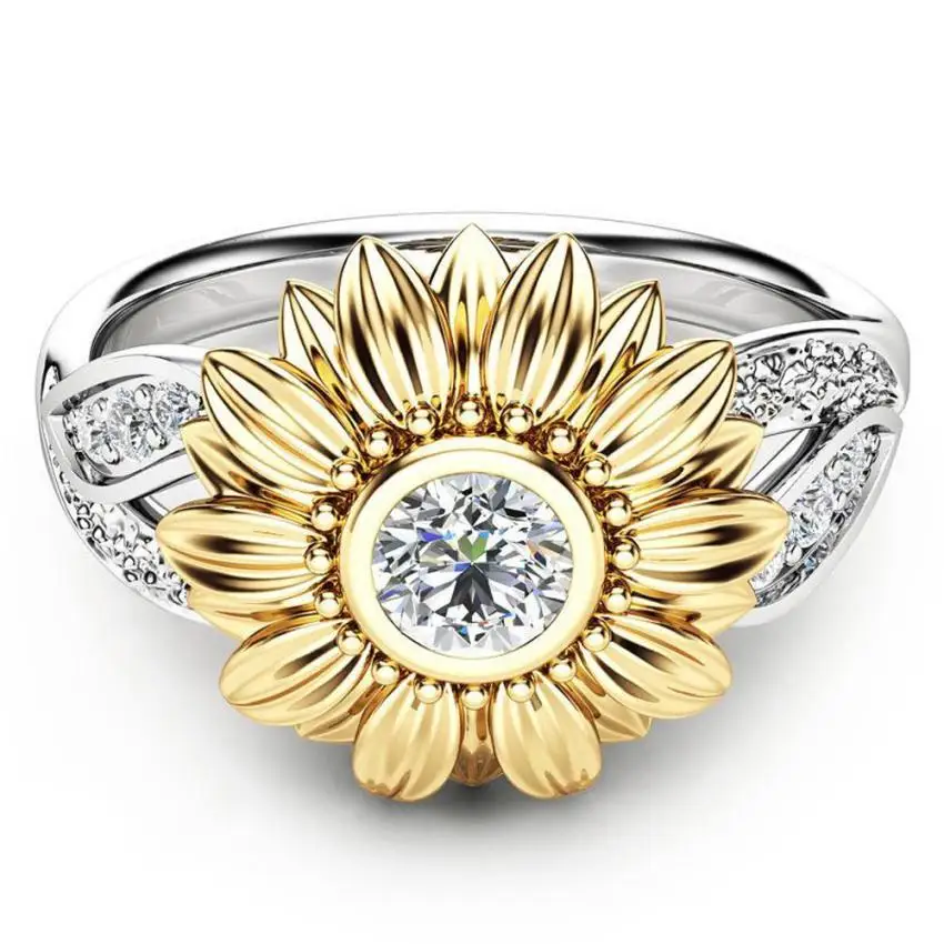 for dropshiping New Exquisite Women's Two Tone Silver Floral Ring Round Gold Sunflower Jewelry Accessories Amazing hot sales
for dropshiping New Exquisite Women's Two Tone Silver Floral Ring Round Gold Sunflower Jewelry Accessories Amazing hot sales