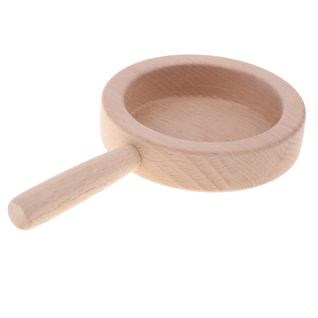 Fun Solid Beech Wooden Kitchen Toy - Cookware/ Kichenware/ Tableware Playset Chef Role Pretend Play Cooking Toys Gift - Pan S