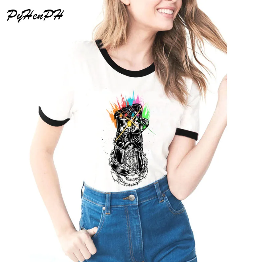 New 2018 Smash Infinity Gloves Print T Shirt Women Avengers Infinity War T shirt femme Summer Tees Women Tops Brand Shirts
New 2018 Smash Infinity Gloves Print T Shirt Women Avengers Infinity War T shirt femme Summer Tees Women Tops Brand Shirts