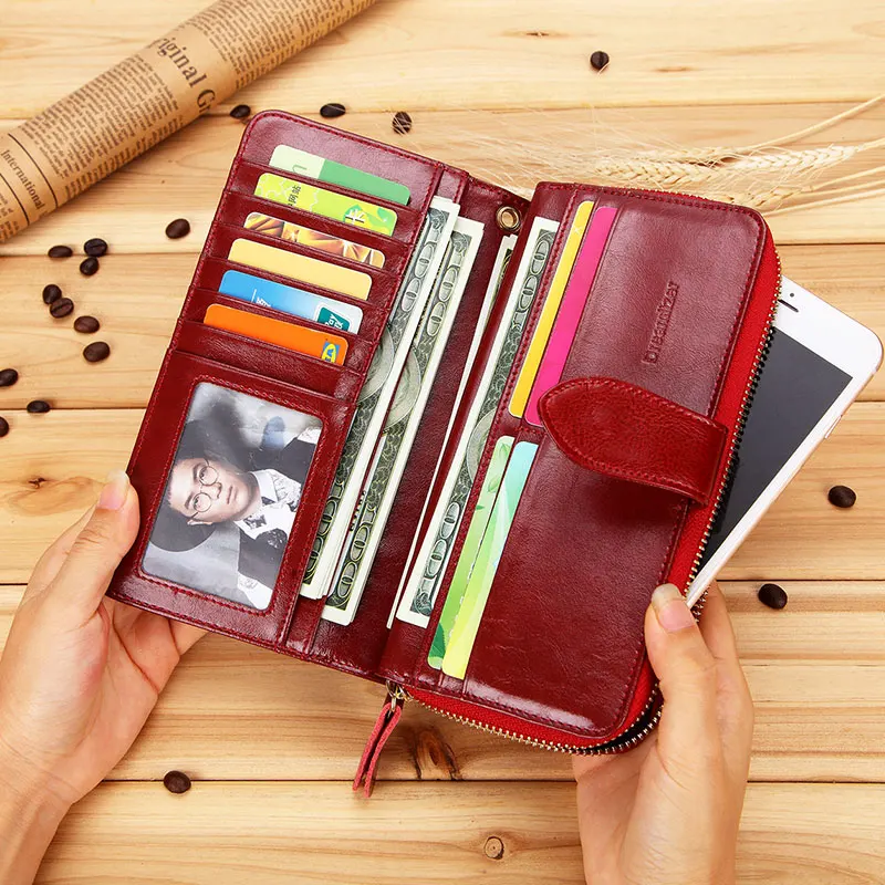 Women Genuine Leather Wallet Female Long Real Oil Wax Cowhide Leather Clutch Purse Lady Large Capacity Travel Coin Bag Wallets
Women Genuine Leather Wallet Female Long Real Oil Wax Cowhide Leather Clutch Purse Lady Large Capacity Travel Coin Bag Wallets