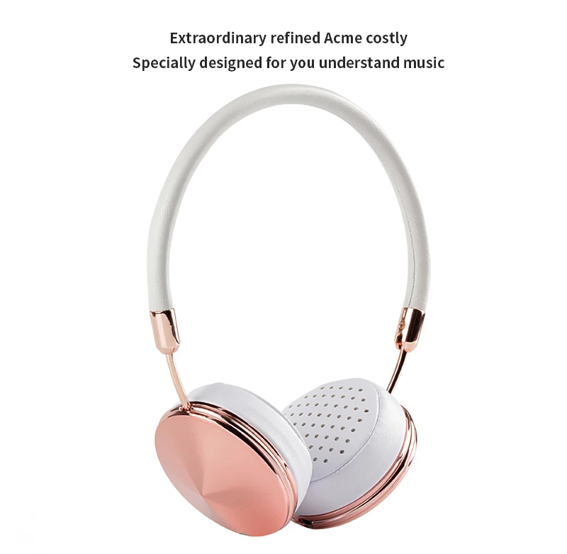 Liboer Beautiful Headphones Dynamic Headband Rose Gold Headphones with Mic Wired Headset for Mobile Phone On-ear Headphone 02