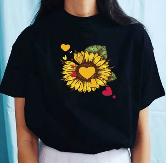 Kuakuayu HJN Korean Sunflower Red Heart and Yellow Heart T-shirt Urban Casual Loose Round Collar Printed Short Sleeves Top
Kuakuayu HJN Korean Sunflower Red Heart and Yellow Heart T-shirt Urban Casual Loose Round Collar Printed Short Sleeves Top