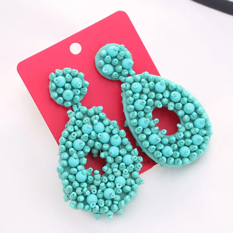 Aretes beads handmade Boho Fashion Beads Drop Earrings For Women Colorful Dangle Statement Earrings Jewelry Christmas Gifts Turkey Blue