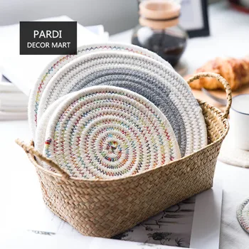 Thickness cotton place mat Hand woven mat home tableware heat resistant pot pad 1pc/lot
Thickness cotton place mat Hand woven mat home tableware heat resistant pot pad 1pc/lot