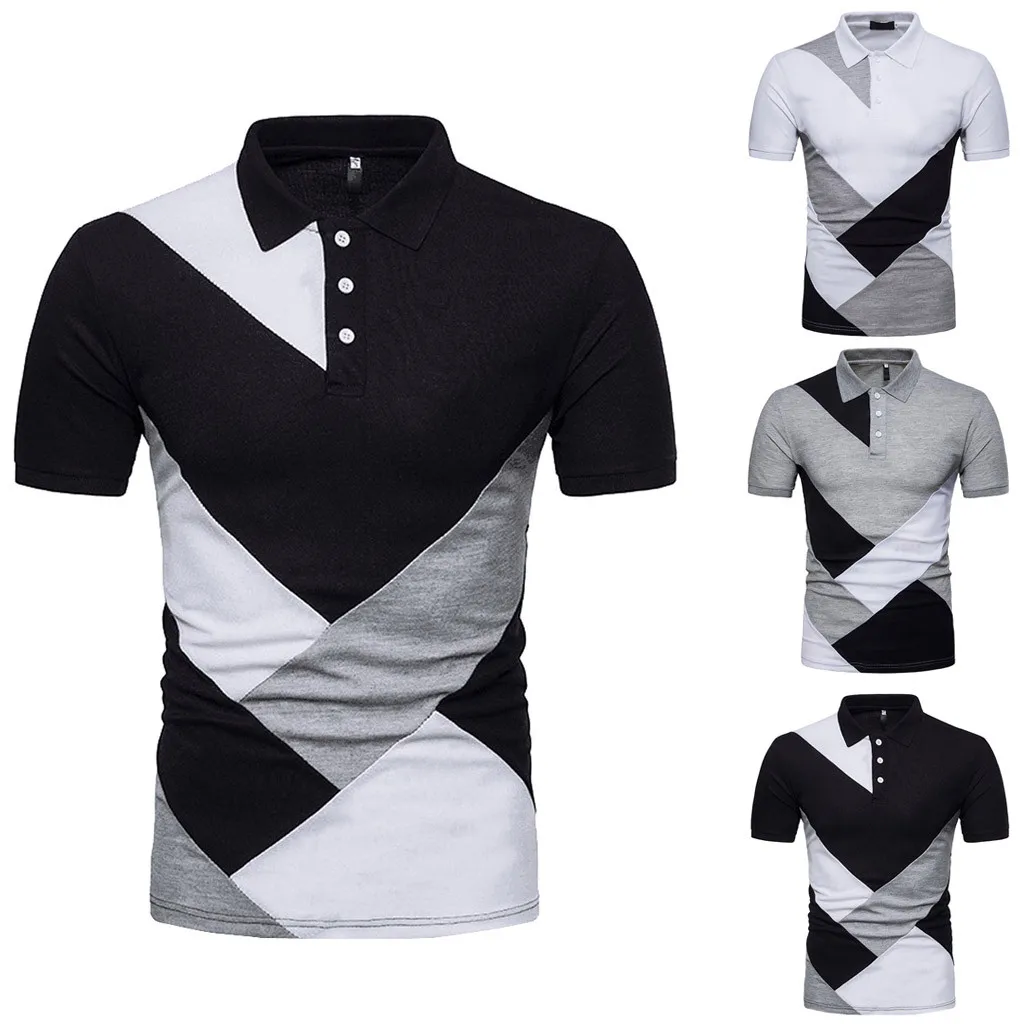 Hot Sale Patchwork Turn-down Collar T-shirt Fashion Personality Men's Casual Slim Short Sleeve Patchwork T Shirt Top Blouse #C
Hot Sale Patchwork Turn-down Collar T-shirt Fashion Personality Men's Casual Slim Short Sleeve Patchwork T Shirt Top Blouse #C