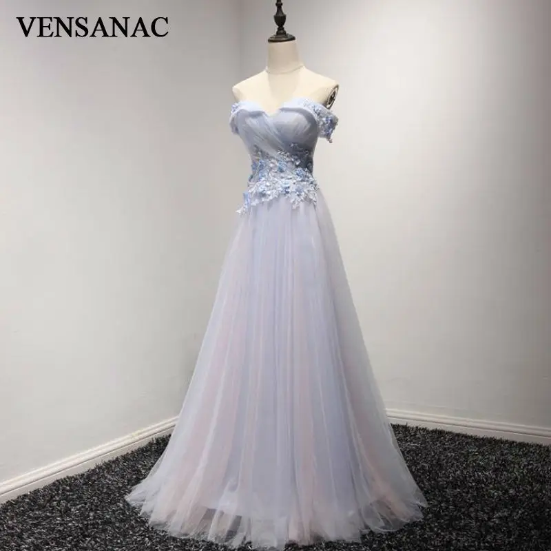 Фото VENSANAC Новинка 2017 длинное кружевное вечернее платье с аппликацией и вырезом