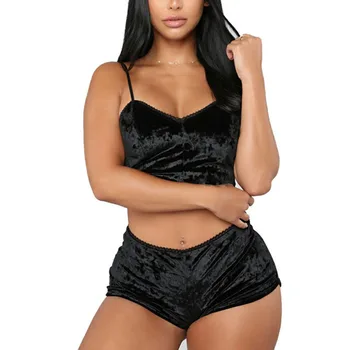Women's Underwear Sexy Lingerie Pajamas Velvet Crop Tops Panty Sets Satin Pajama Summer Nightwear Women Homewear
Women's Underwear Sexy Lingerie Pajamas Velvet Crop Tops Panty Sets Satin Pajama Summer Nightwear Women Homewear