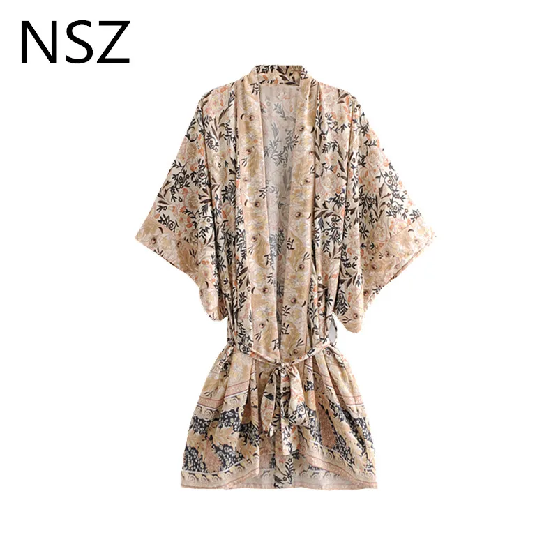 Women Bohemian Cardigan Blouse Batwing Sleeve Kimono Blouse Long Shirt Boho Summer Top with Belt Print Long Beach Top
Women Bohemian Cardigan Blouse Batwing Sleeve Kimono Blouse Long Shirt Boho Summer Top with Belt Print Long Beach Top