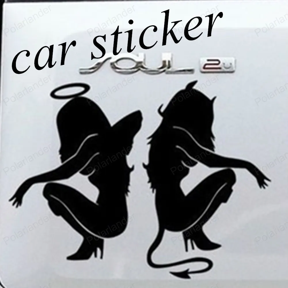 

free shipping Beauty Sexy Angel and devil stickers 20*15cm waterproof top sale Angels and Demons Reflective car stickers