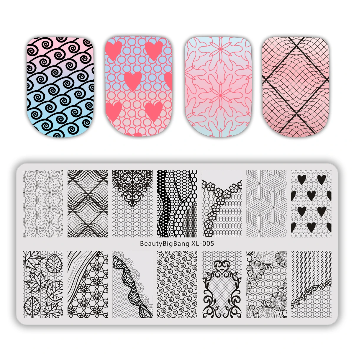 BeautyBigBang 6*12cm Rectangle Nail Stamping Plates Template Loving Heart Nylon Lace Gift Image Stencil Nail Art Stamping Plate
BeautyBigBang 6*12cm Rectangle Nail Stamping Plates Template Loving Heart Nylon Lace Gift Image Stencil Nail Art Stamping Plate