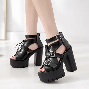YMECHIC 2019 Punk Summer Platform Sandals Black Gladiator Sandals Women Block High Heels Rome Buckle Shoes Women Drop Shipping
YMECHIC 2019 Punk Summer Platform Sandals Black Gladiator Sandals Women Block High Heels Rome Buckle Shoes Women Drop Shipping
