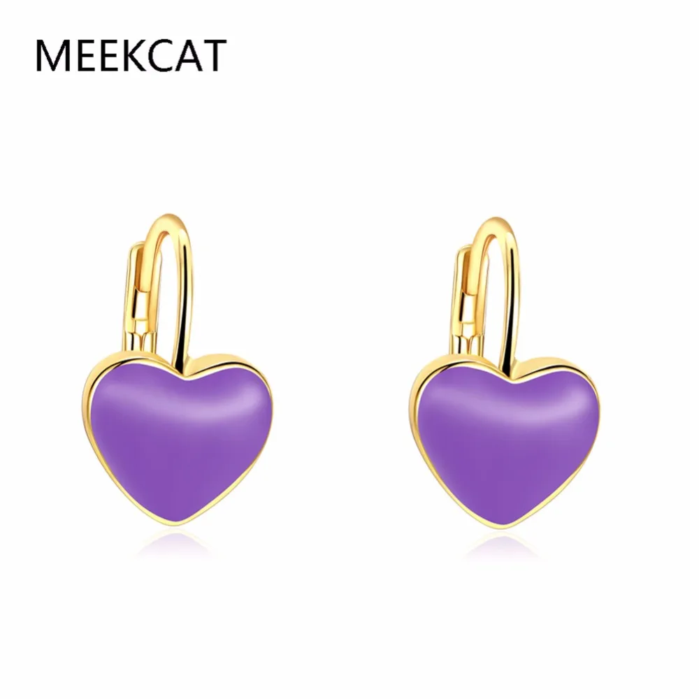MEEKCAT Romantic Love Heart Hoop Earrings For Women Gold Color With Red/Purple enamel Wedding Earrings Women Jewelry Gift 
MEEKCAT Romantic Love Heart Hoop Earrings For Women Gold Color With Red/Purple enamel Wedding Earrings Women Jewelry Gift