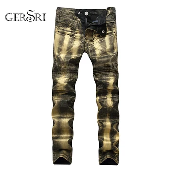 Gersri Brand Fashion Designer Jeans For Men Straight Golden Color High Quality Men's Jeans Straight Biker Jeans,100% Cotton
Gersri Brand Fashion Designer Jeans For Men Straight Golden Color High Quality Men's Jeans Straight Biker Jeans,100% Cotton
