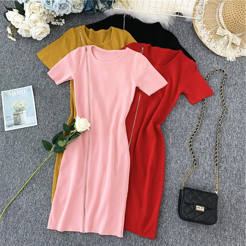 Gagarich Women Dress 2019 Fashion Solid Stretch Short Sleeve O-neck Elegant Ladies Dresses Zipper Design Robe Femme
Gagarich Women Dress 2019 Fashion Solid Stretch Short Sleeve O-neck Elegant Ladies Dresses Zipper Design Robe Femme