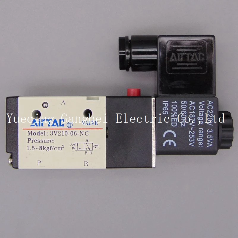 

3V210-06 G1/8" 3Port 2Position Pneumatic Solenoid Valve Aluminum Alloy AC110V AC220V AC380V AC24V 24V DC 12V DC