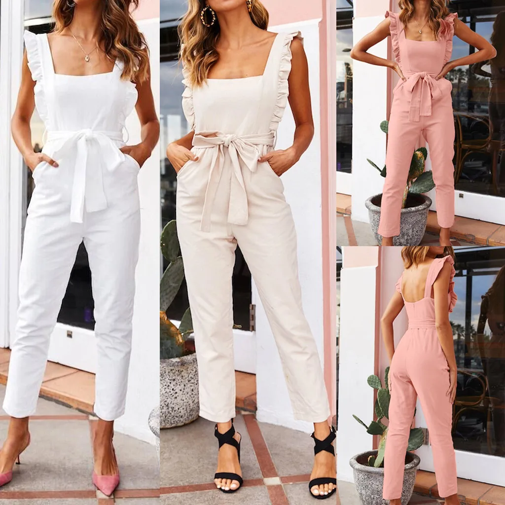 feitong 2019 summer Jumpsuit Women Linen Shirred Frill Sleeves Pockets long Jumpsuit Ladies Belted Holiday Bodycon Party Romper
feitong 2019 summer Jumpsuit Women Linen Shirred Frill Sleeves Pockets long Jumpsuit Ladies Belted Holiday Bodycon Party Romper