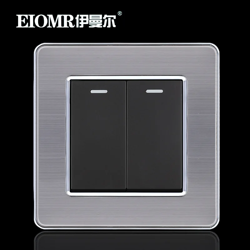 86mm EU Black Stainless Steel Metal Wire Drawing Wall Switch for Household Power Supply 2Gang 2Way Switch 250V 16A
86mm EU Black Stainless Steel Metal Wire Drawing Wall Switch for Household Power Supply 2Gang 2Way Switch 250V 16A