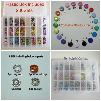 200 Sets 20 Colors Mix 10mm Prong Snap Buttons Oeko-Tex 100 Certificate Approve
200 Sets 20 Colors Mix 10mm Prong Snap Buttons Oeko-Tex 100 Certificate Approve