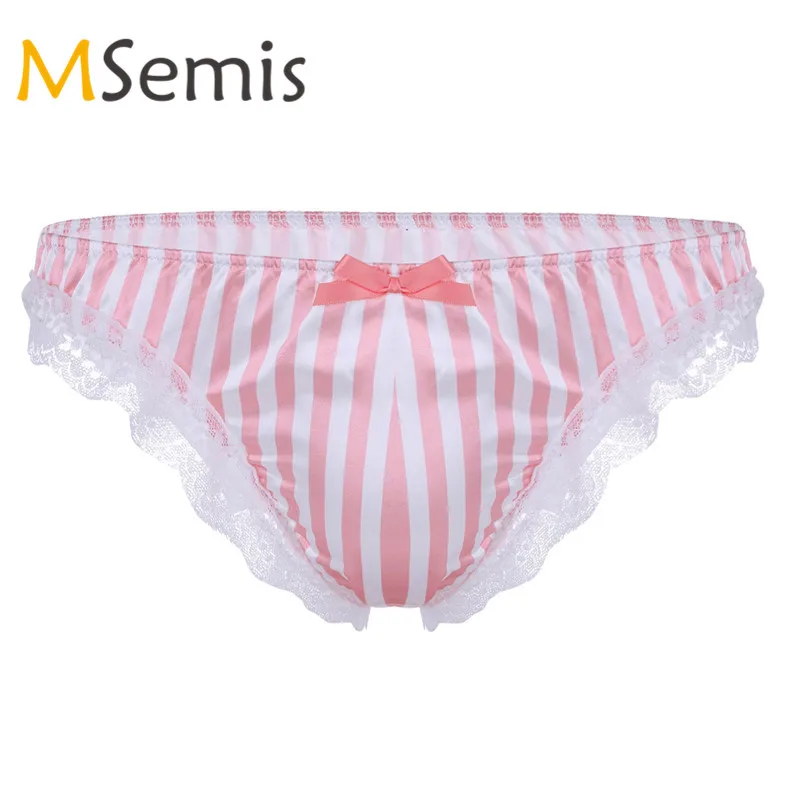 MSemis Mens Lingerie Mens Satin Sissy Panties Ruffle Lace Stripe Jockstraps Low Rise Bikini Sissy Underwear Briefs Gay Panties
MSemis Mens Lingerie Mens Satin Sissy Panties Ruffle Lace Stripe Jockstraps Low Rise Bikini Sissy Underwear Briefs Gay Panties